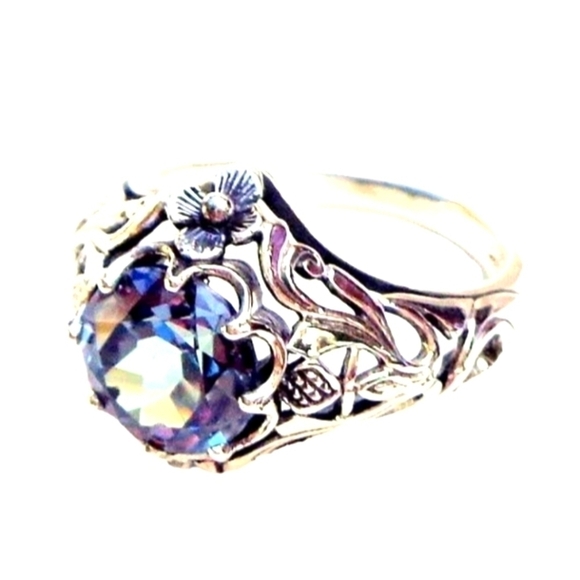 925 silver gorgeous multi colorful stone women's ring - Picture 1 of 11